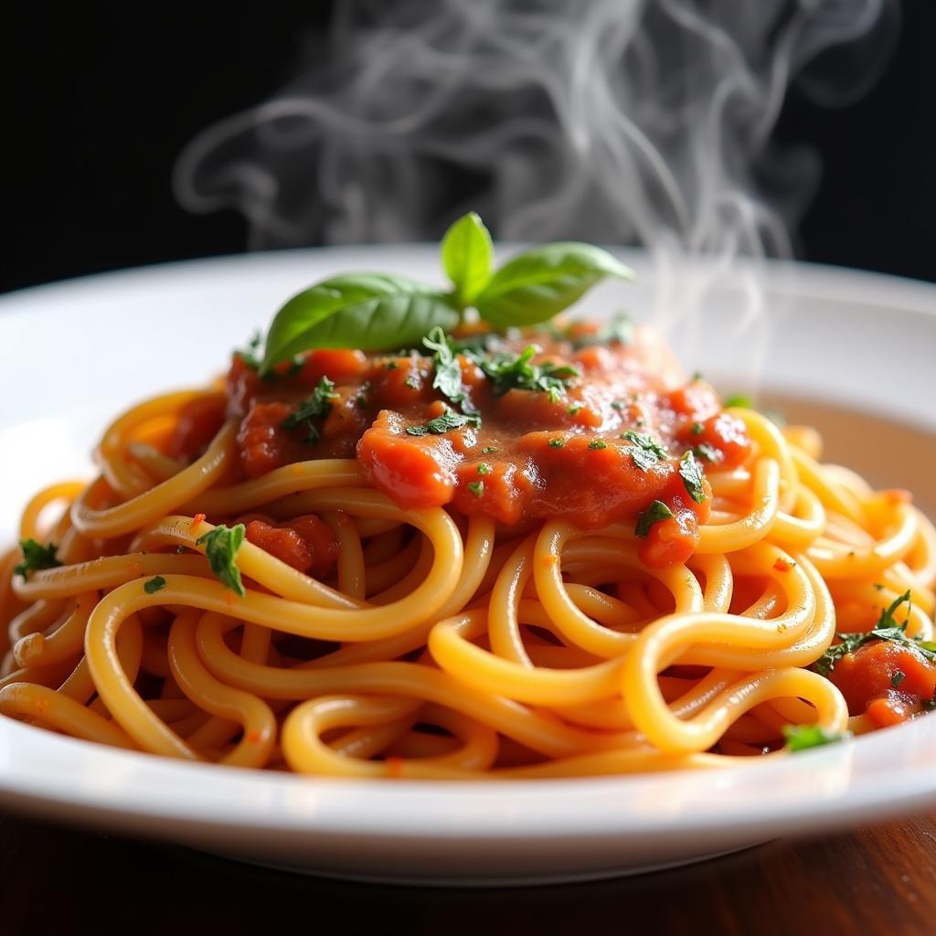 Close-up of a delicious Belle Pasta dish