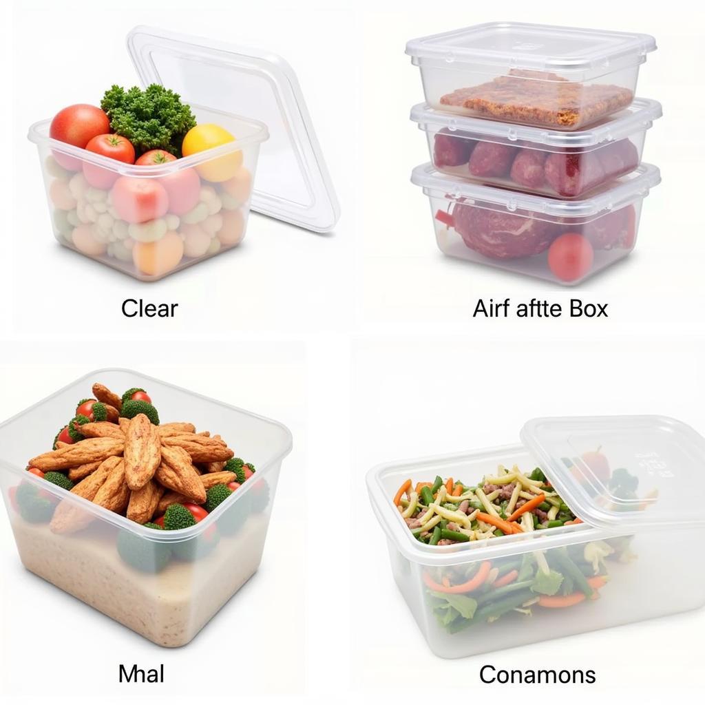 Different types of commercial food storage boxes for various food types