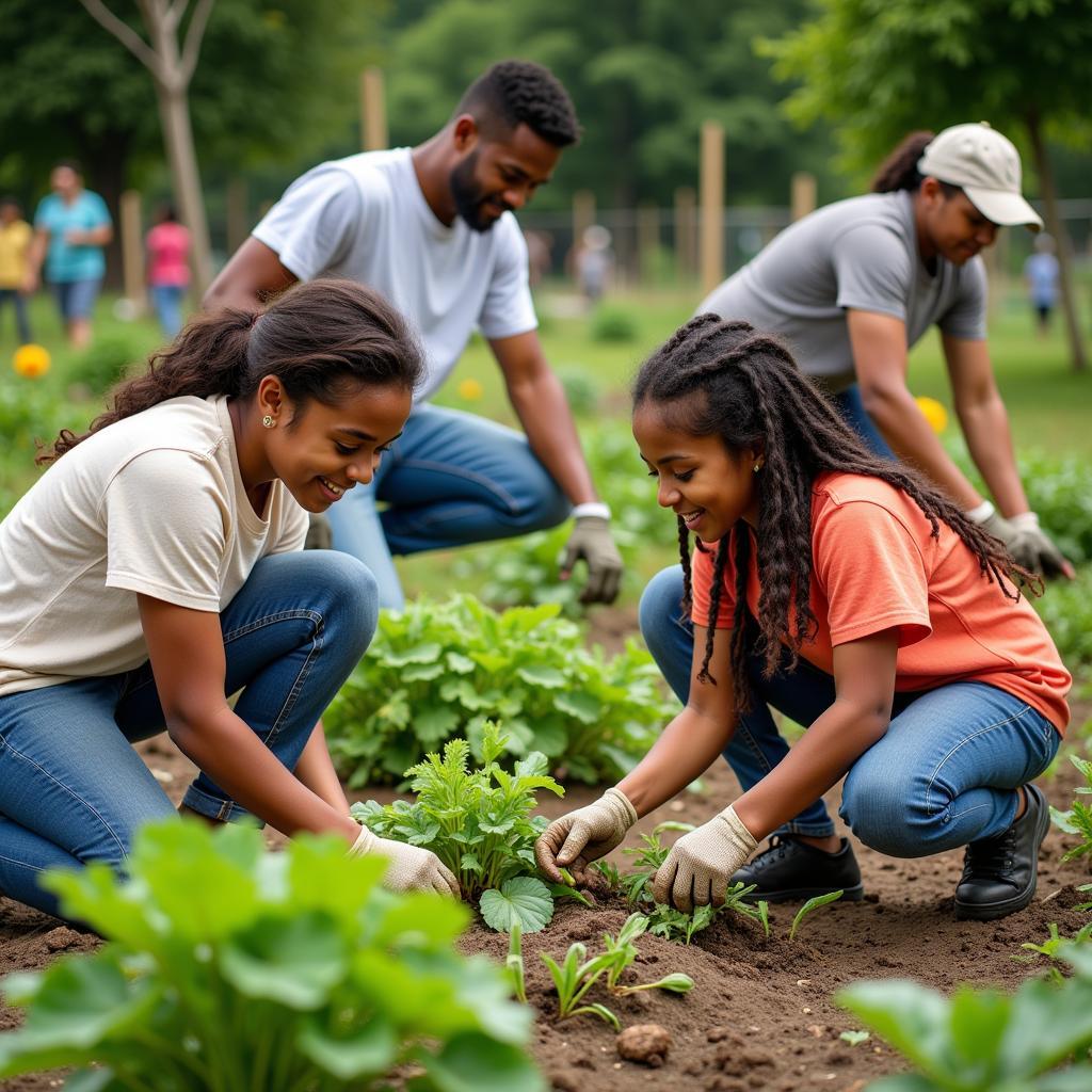 Volunteering at a community garden