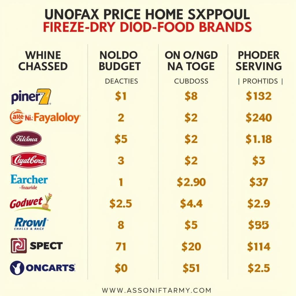 Comparing Prices of Different Freeze-Dried Food Brands