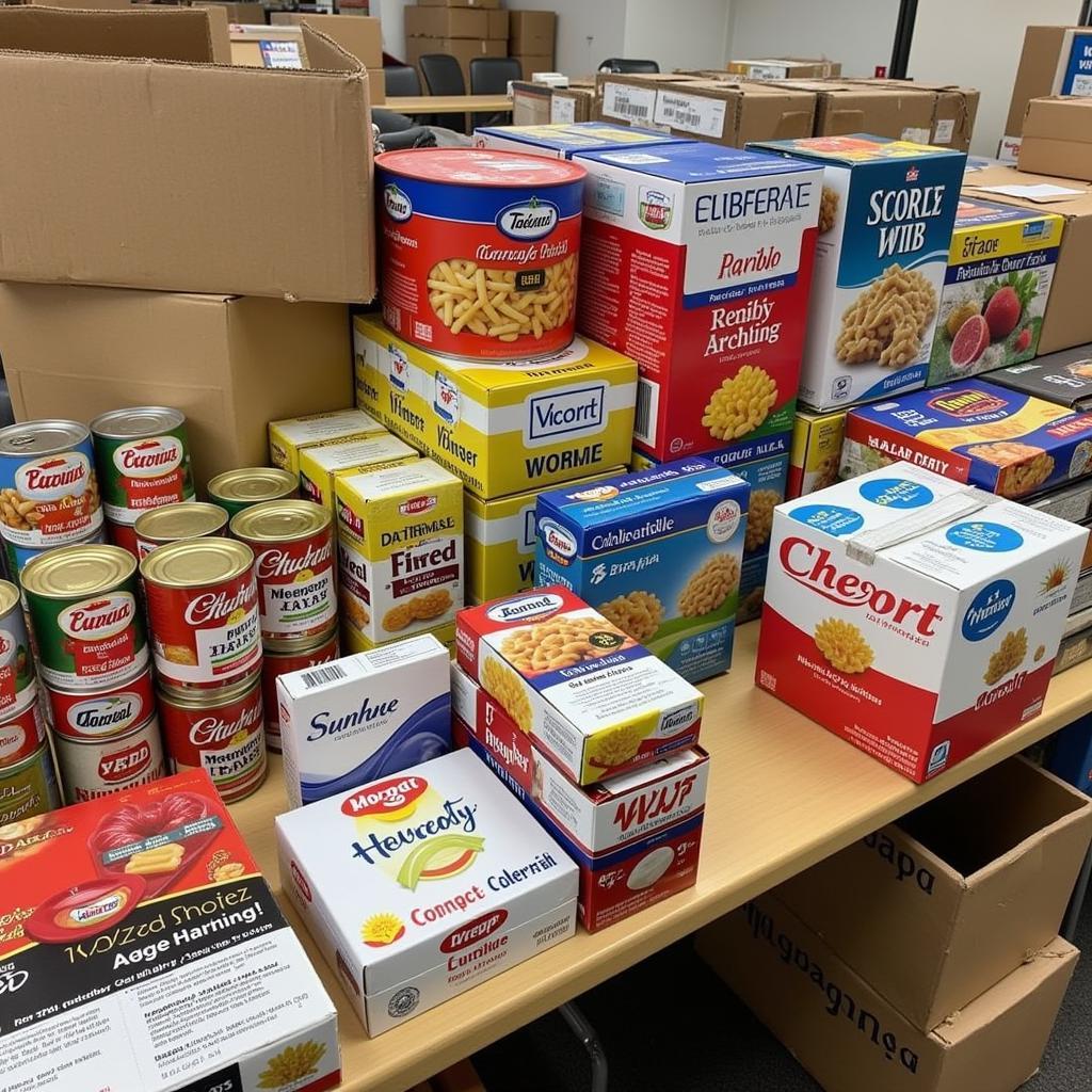 Various food donations at a Conyers GA area food bank.