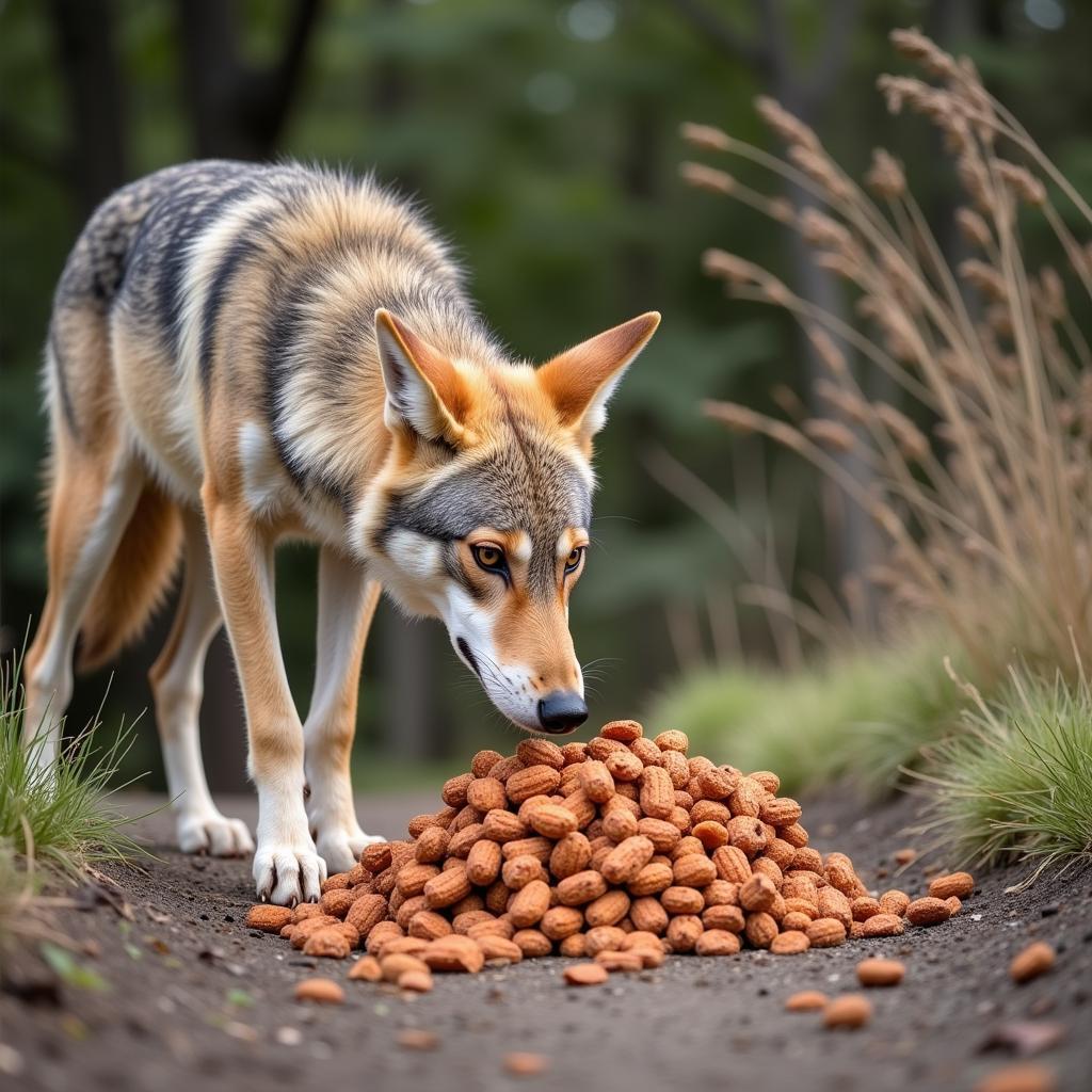 Coyote Attracted to Dog Food Bait