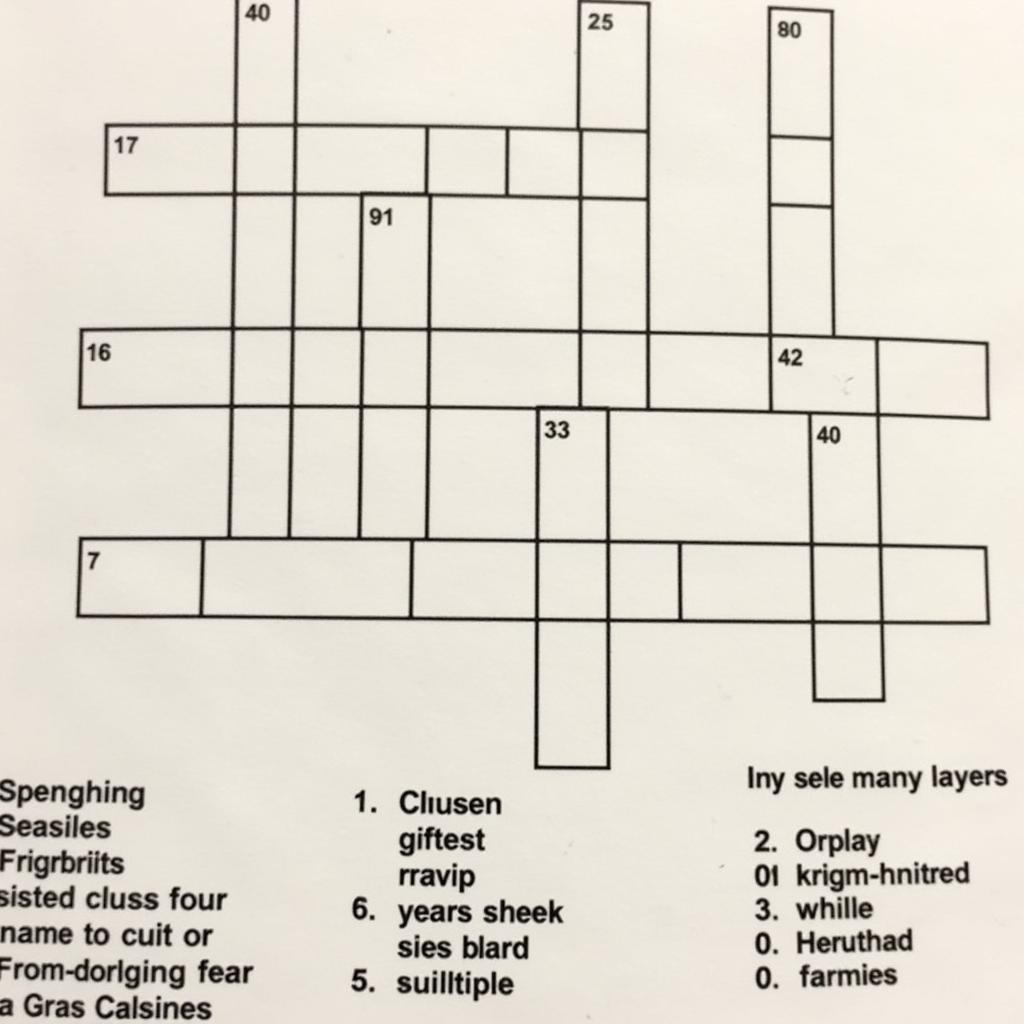 Crossword Puzzle with "Food with Many Layers" Clue