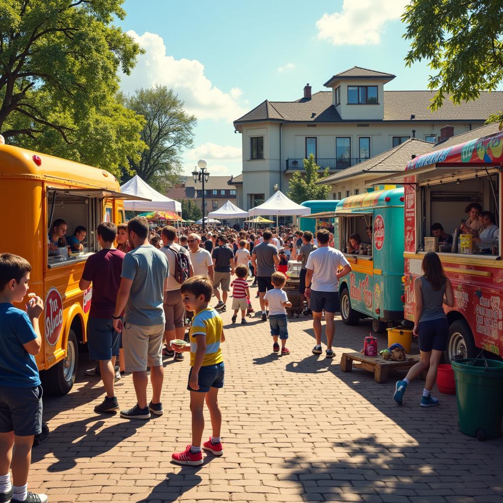 Crowds enjoying the vibrant atmosphere at a Connecticut food truck festival this weekend