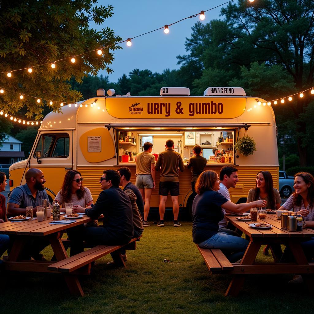 Vibrant Atmosphere at a Curry and Gumbo Food Truck