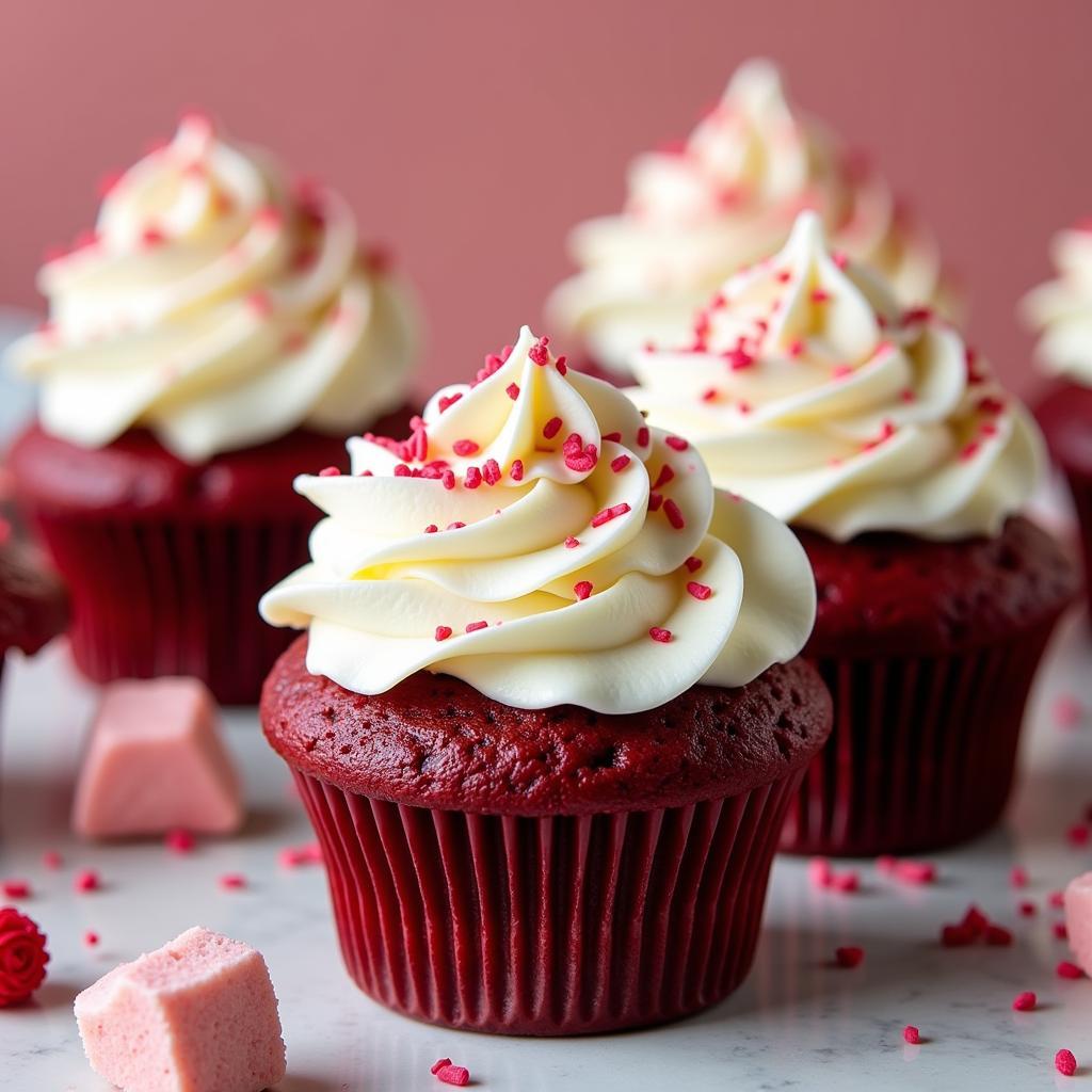 Finished Dark Red Velvet Cupcakes