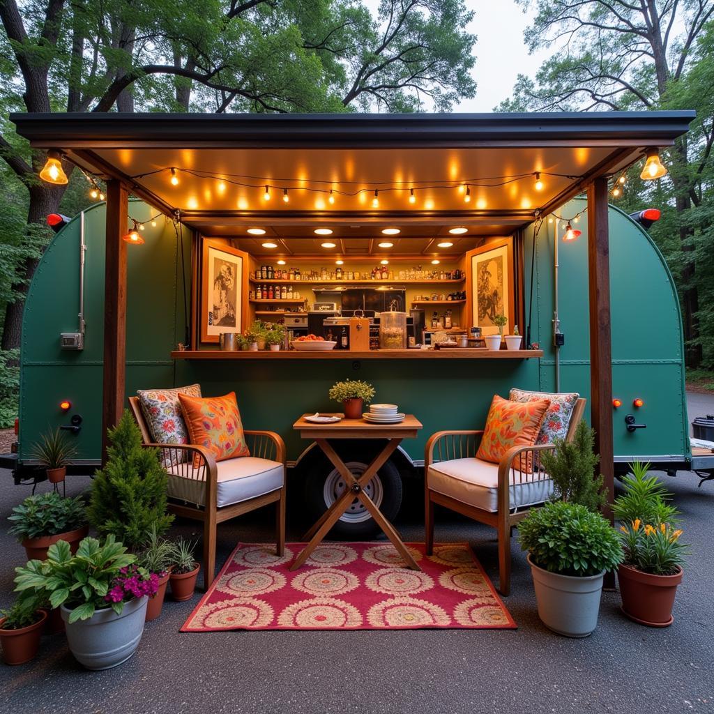 A Beautifully Decorated Food Trailer Porch