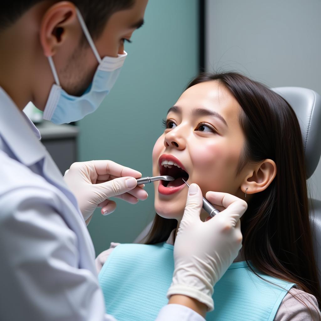 Dentist Examining Patient for Food Traps