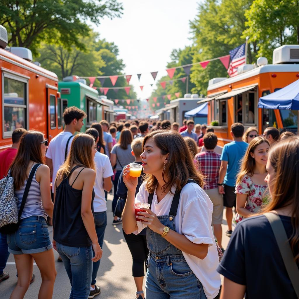 Crowds enjoying the Des Moines Food Truck Festival