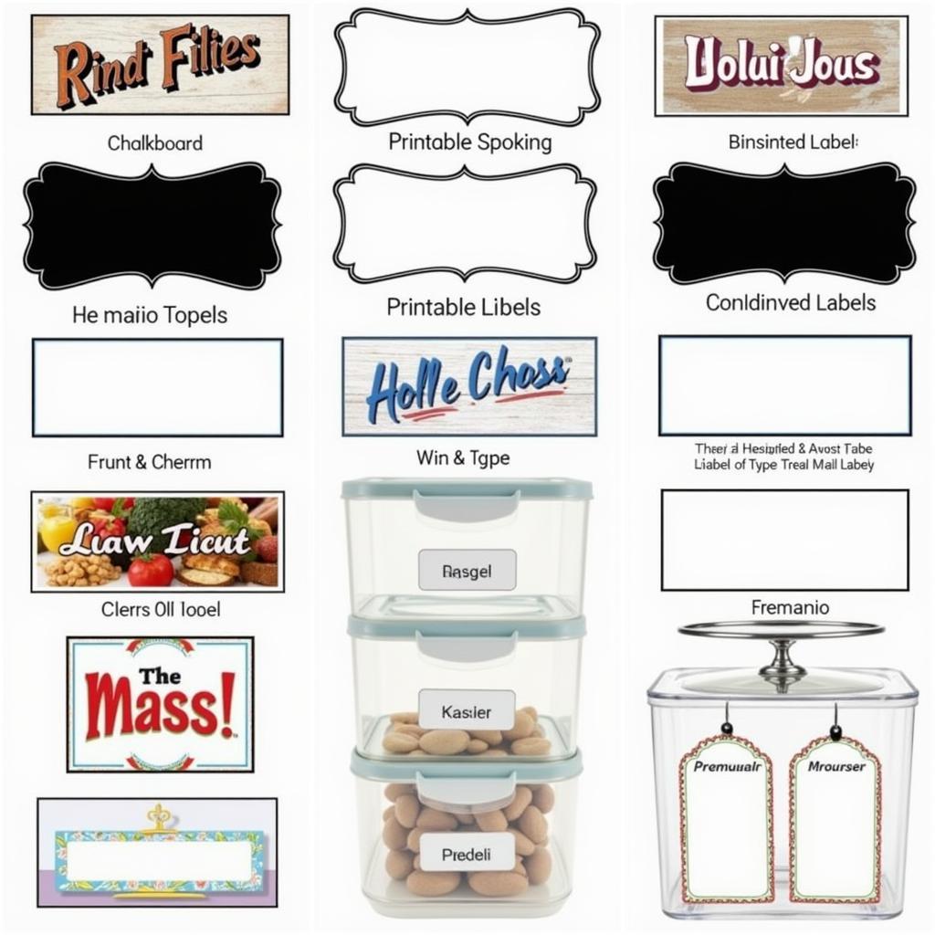 Different types of food pantry labels