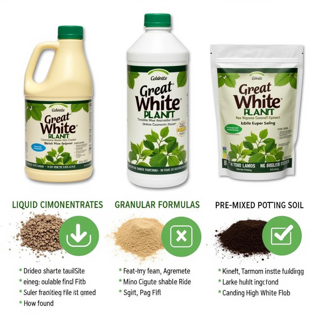 Different Great White Plant Food Formulations