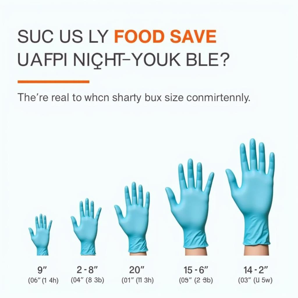 Variety of food grade latex glove sizes displayed