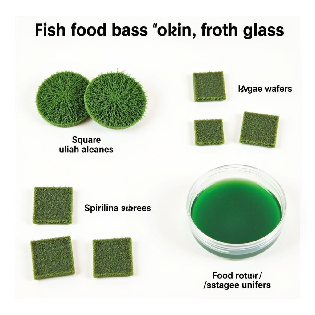 Various types of fish food that stick to glass, including wafers, tablets, and gels.