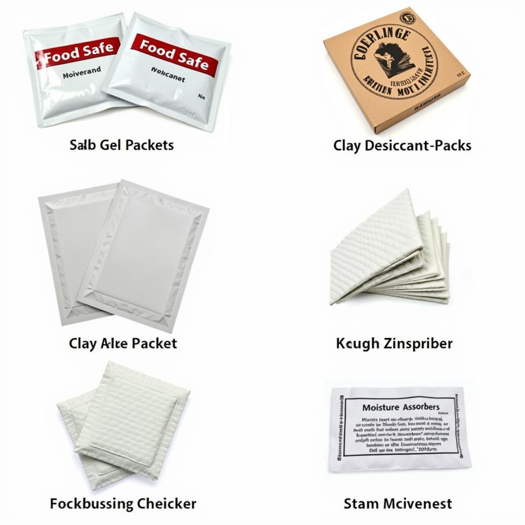 Various types of food safe moisture absorbers