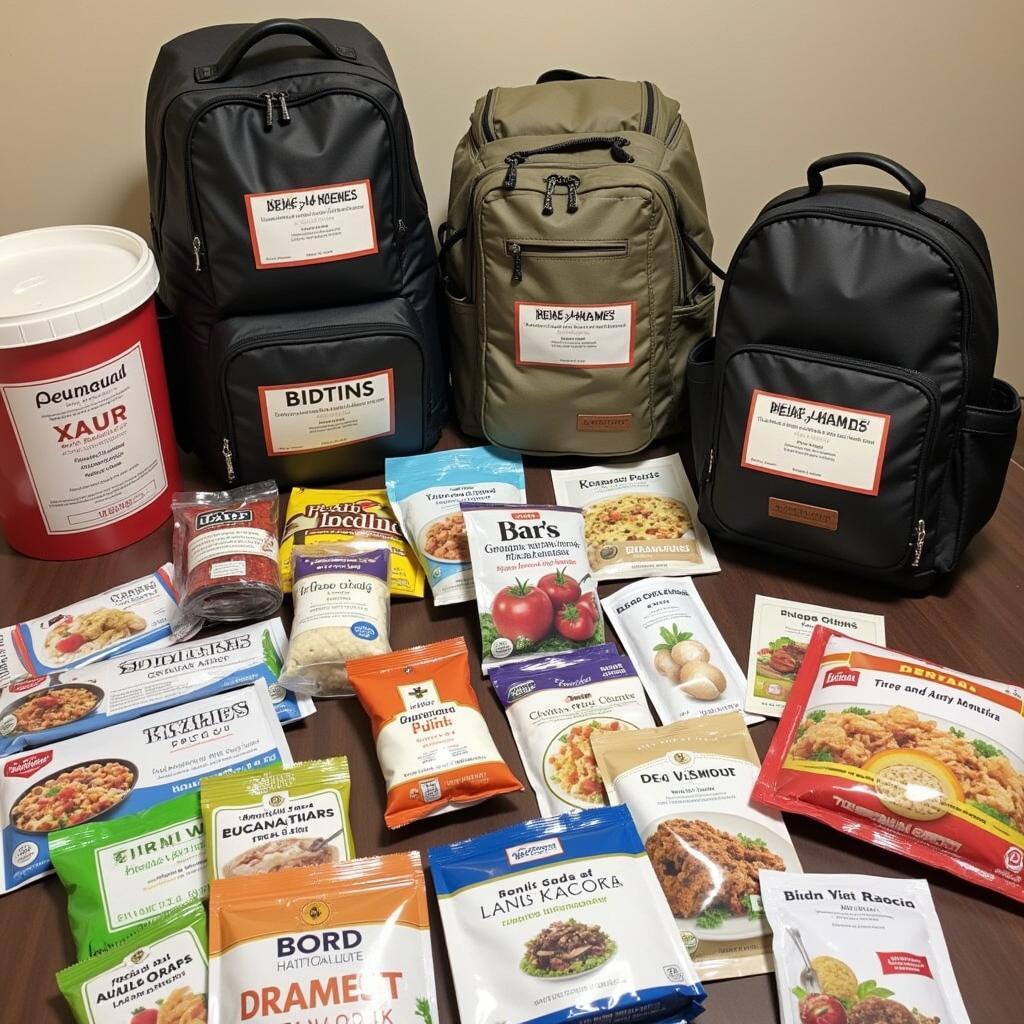 Various Food Survival Kits on Display