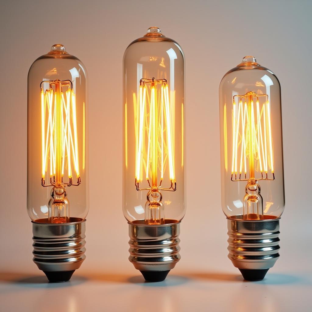 Different wattage food heat lamp bulbs displayed side by side