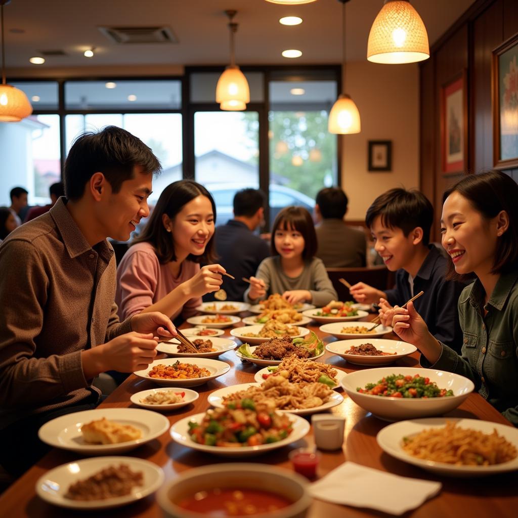 A photo of a family enjoying a meal together at a Chinese restaurant in Dracut.