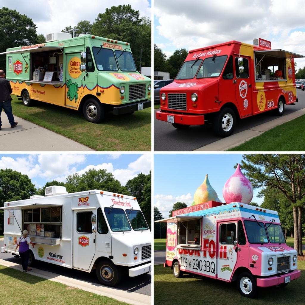 Various food trucks offering diverse cuisine options at a graduation party