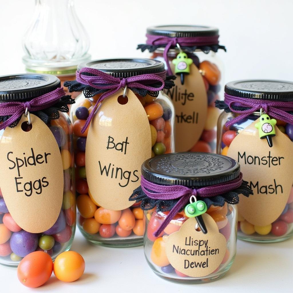 DIY Halloween Food Signs Upcycled Jars