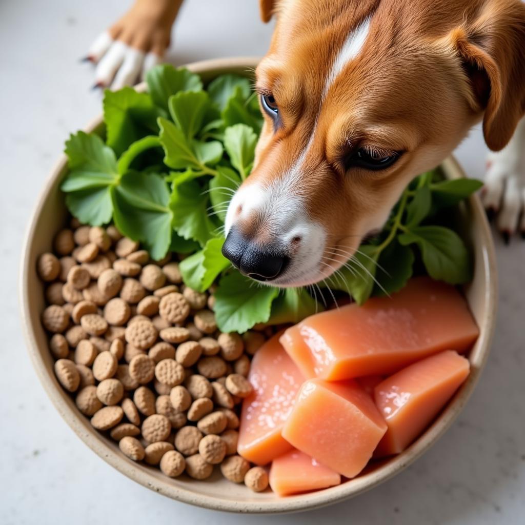 Dog Eating Balanced Meal