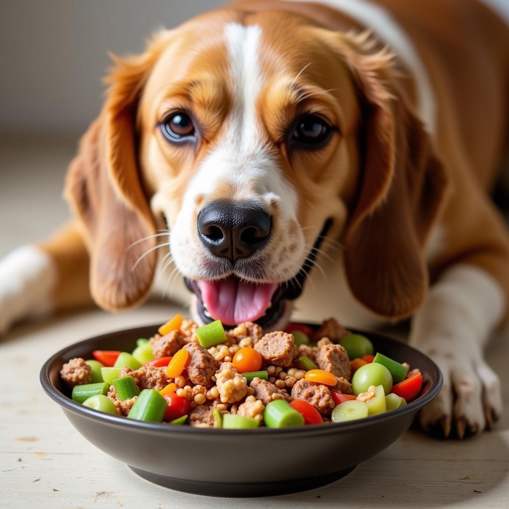 Dog enjoying a bowl of nutritious homemade food