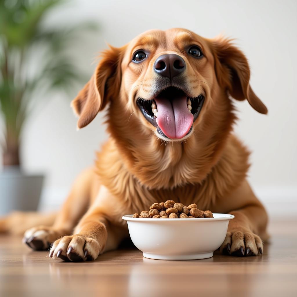 Dog Eating Rabbit Dog Food