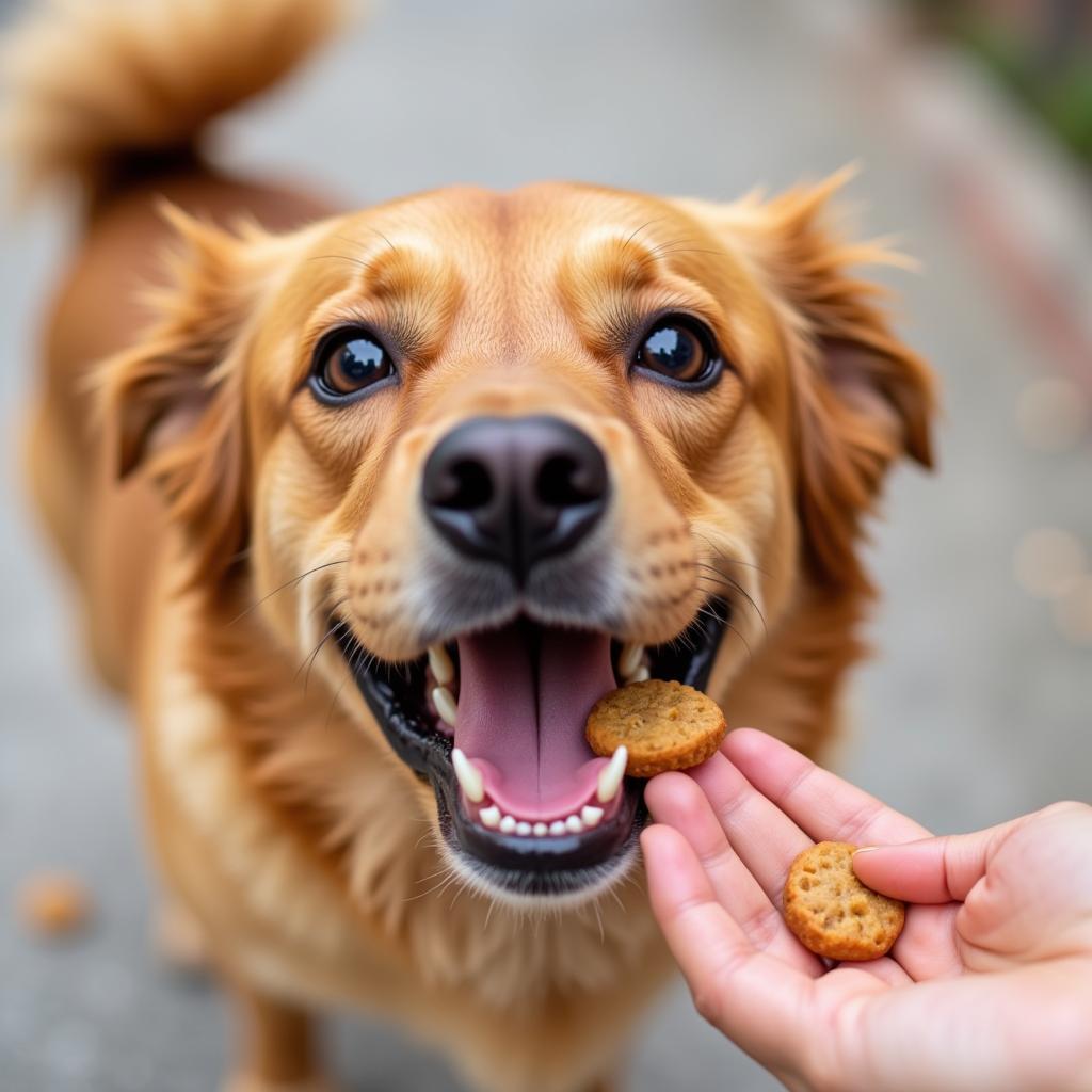 Happy Dog Eating Mini Bites