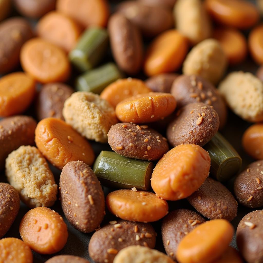 Close-up of Bow Wow dog food ingredients