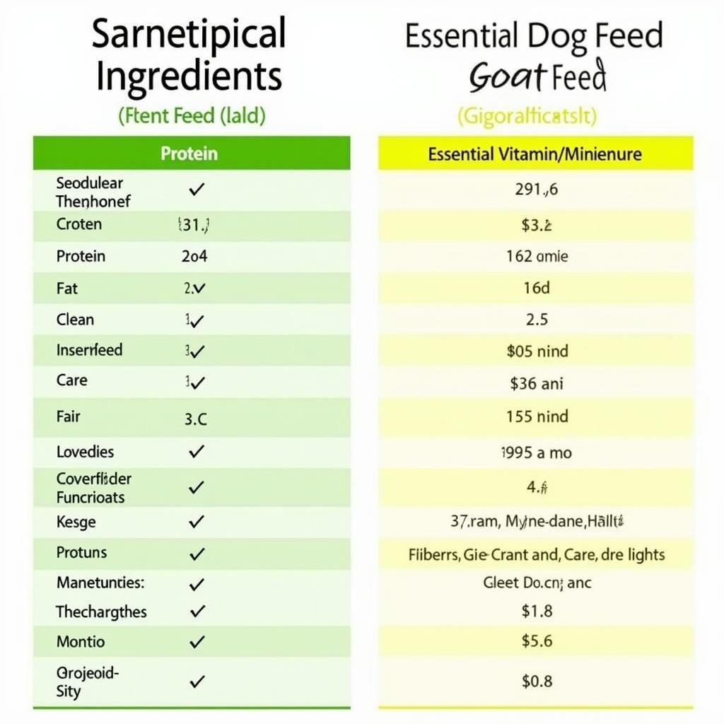 Dog food ingredients compared to goat feed