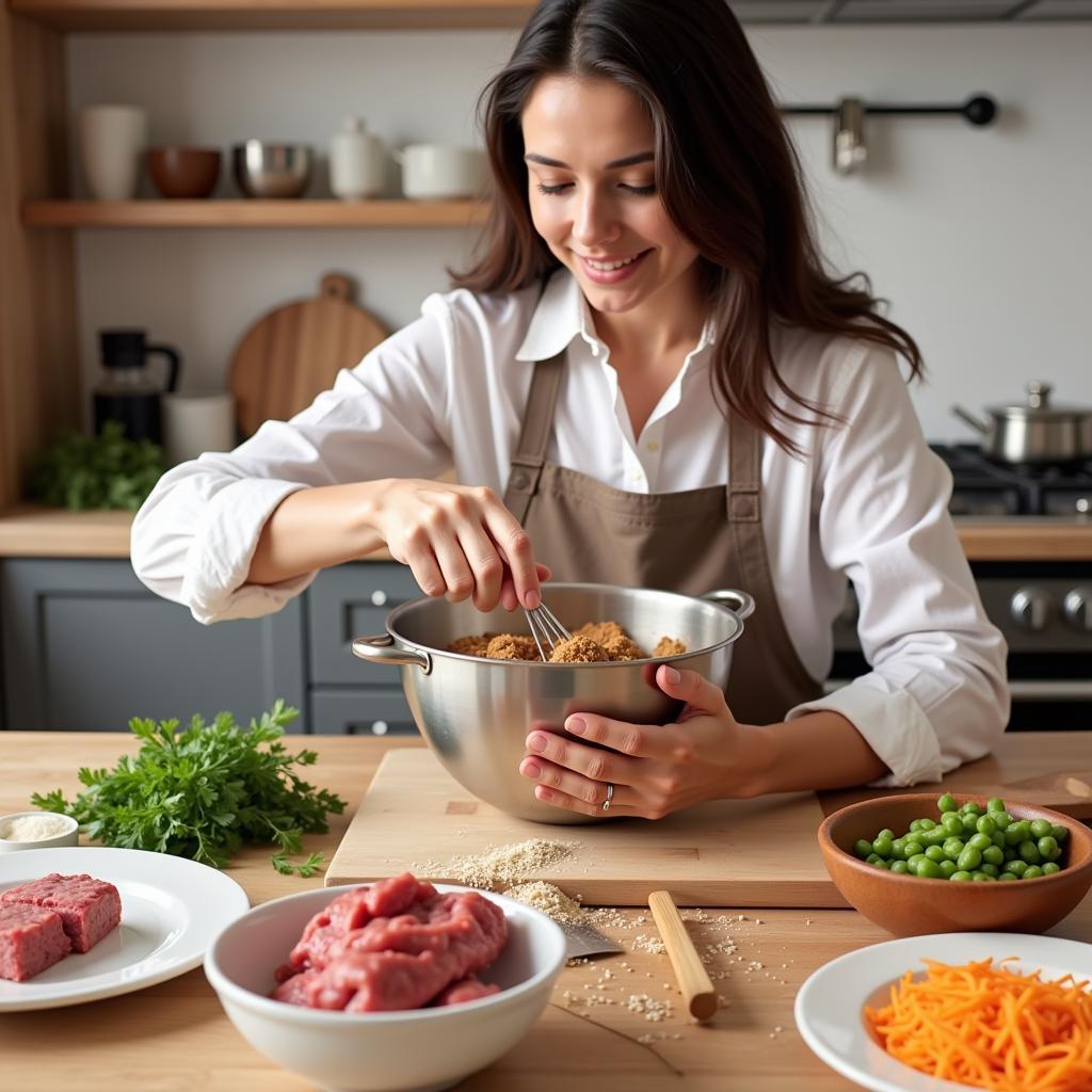 Preparing homemade dog food