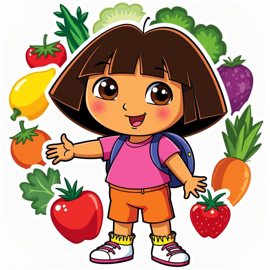 Dora the Explorer with Fruits and Vegetables