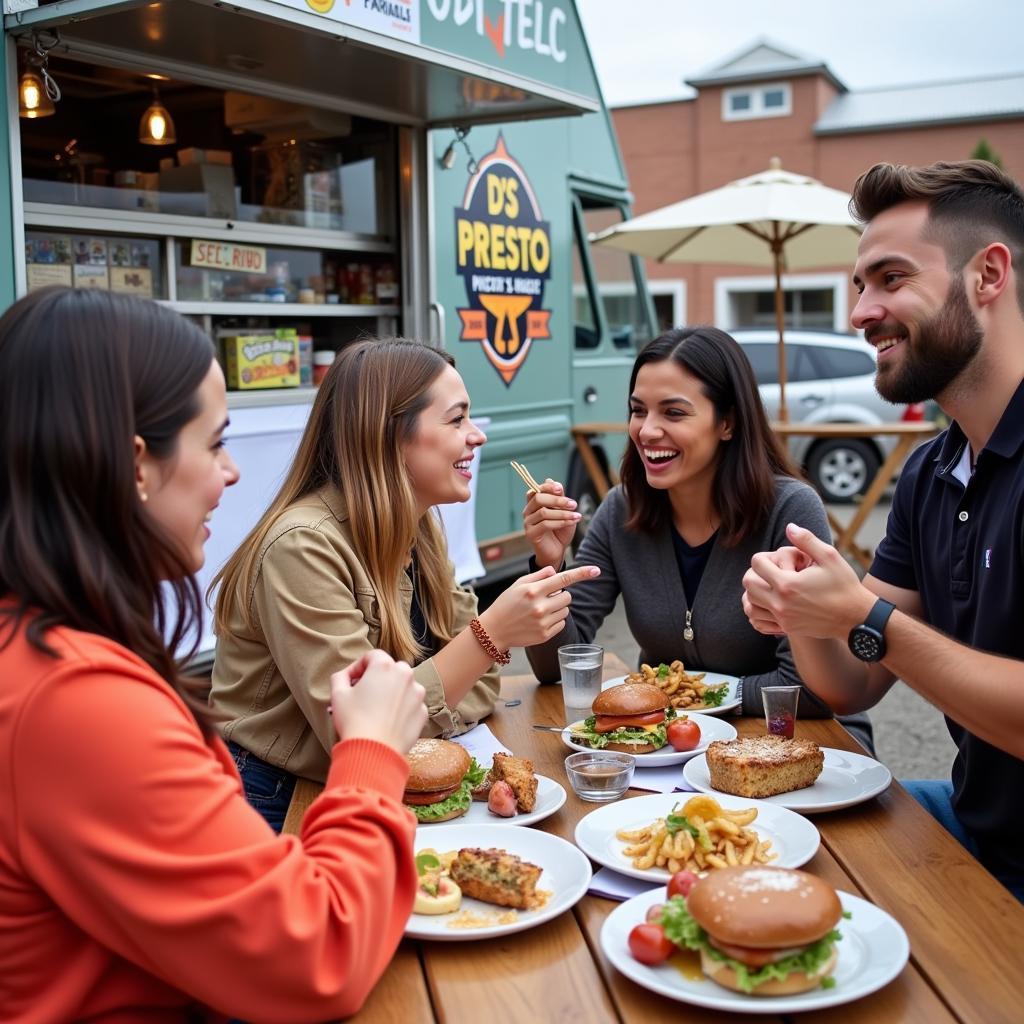 D's Presto Food Truck Customers Enjoying their Meals