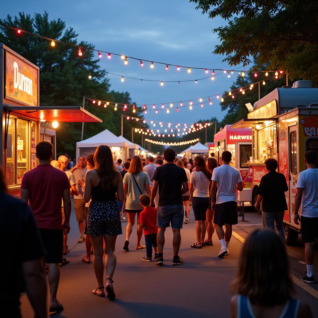 Crowds Enjoying the Durham Food Truck Festival