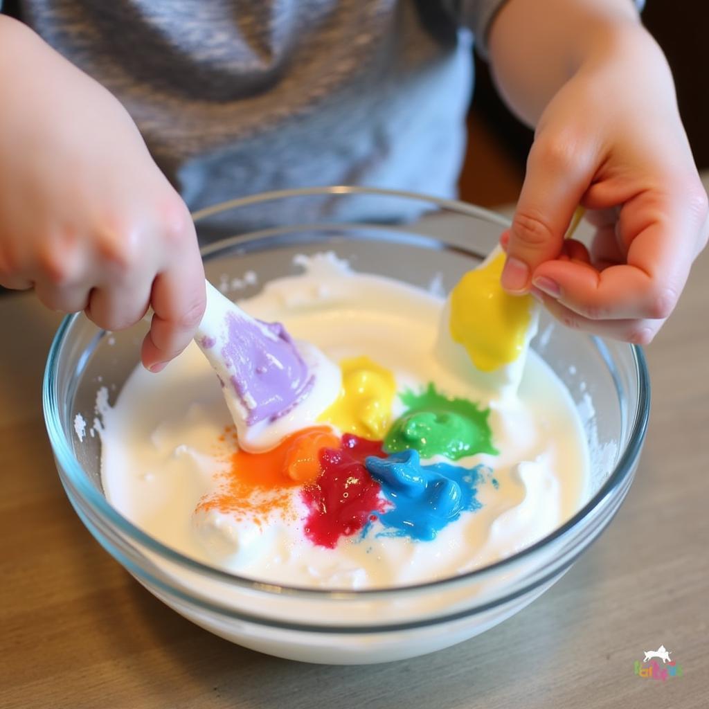 Kids making edible slime.