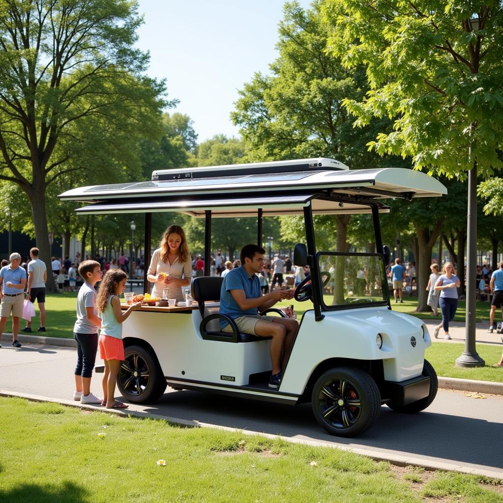 Electric Food Service Golf Cart in a Park