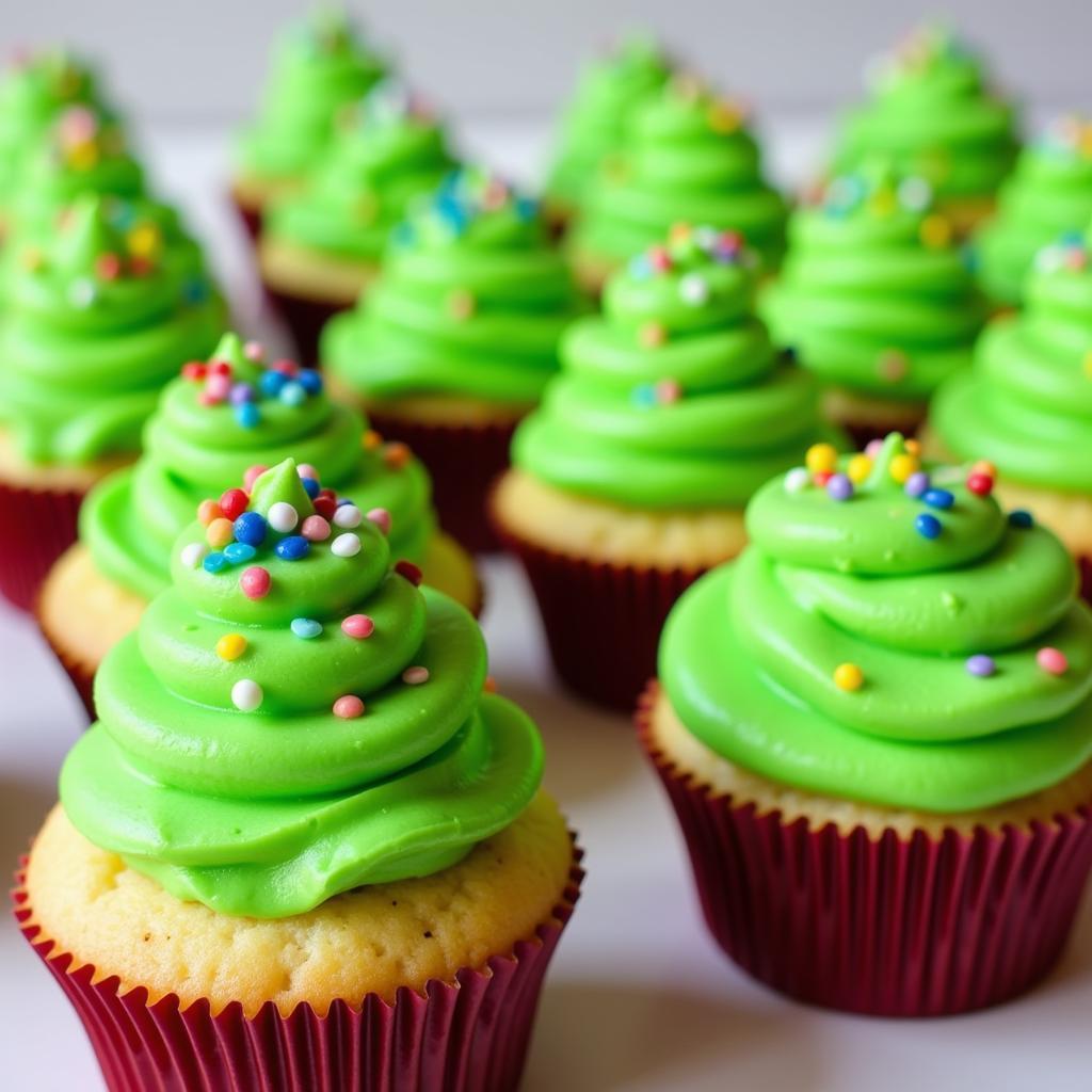 Electric Green Frosting on Cupcakes