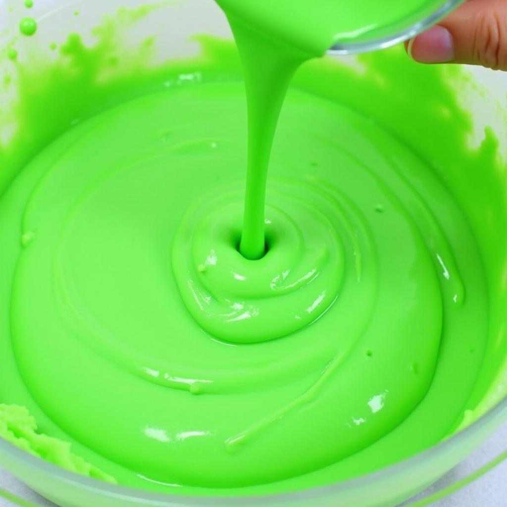 Electric Green Gel Food Coloring in Cake Batter