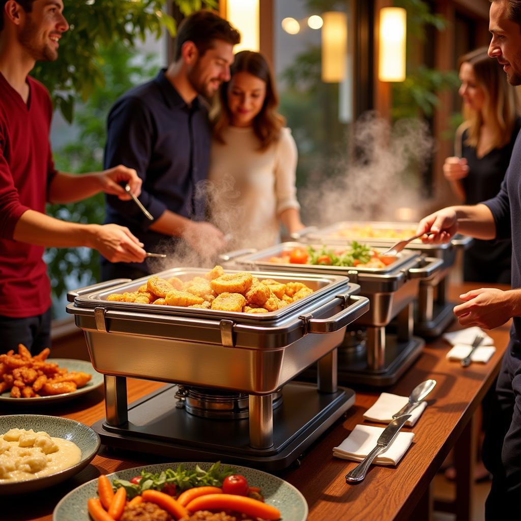 Electric Tabletop Food Warmer with Buffet Setup