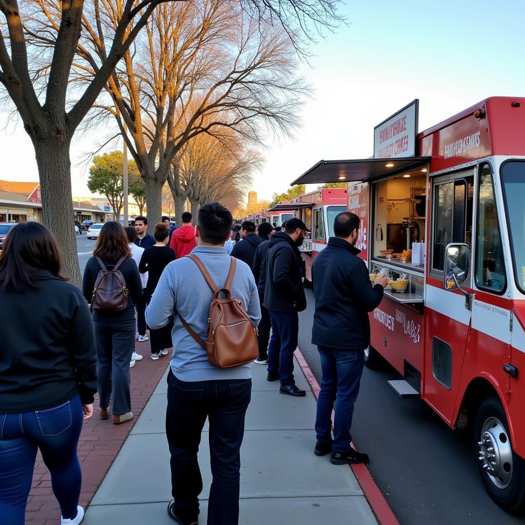 People Lining Up at Elk Grove Food Trucks