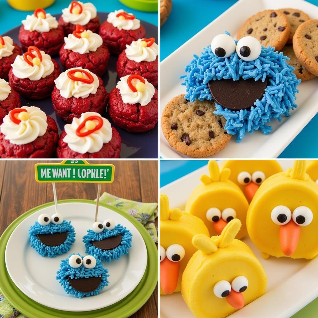 Elmo's Red Velvet Bites, Cookie Monster's Crumbly Cookies, and Big Bird's Banana Bites