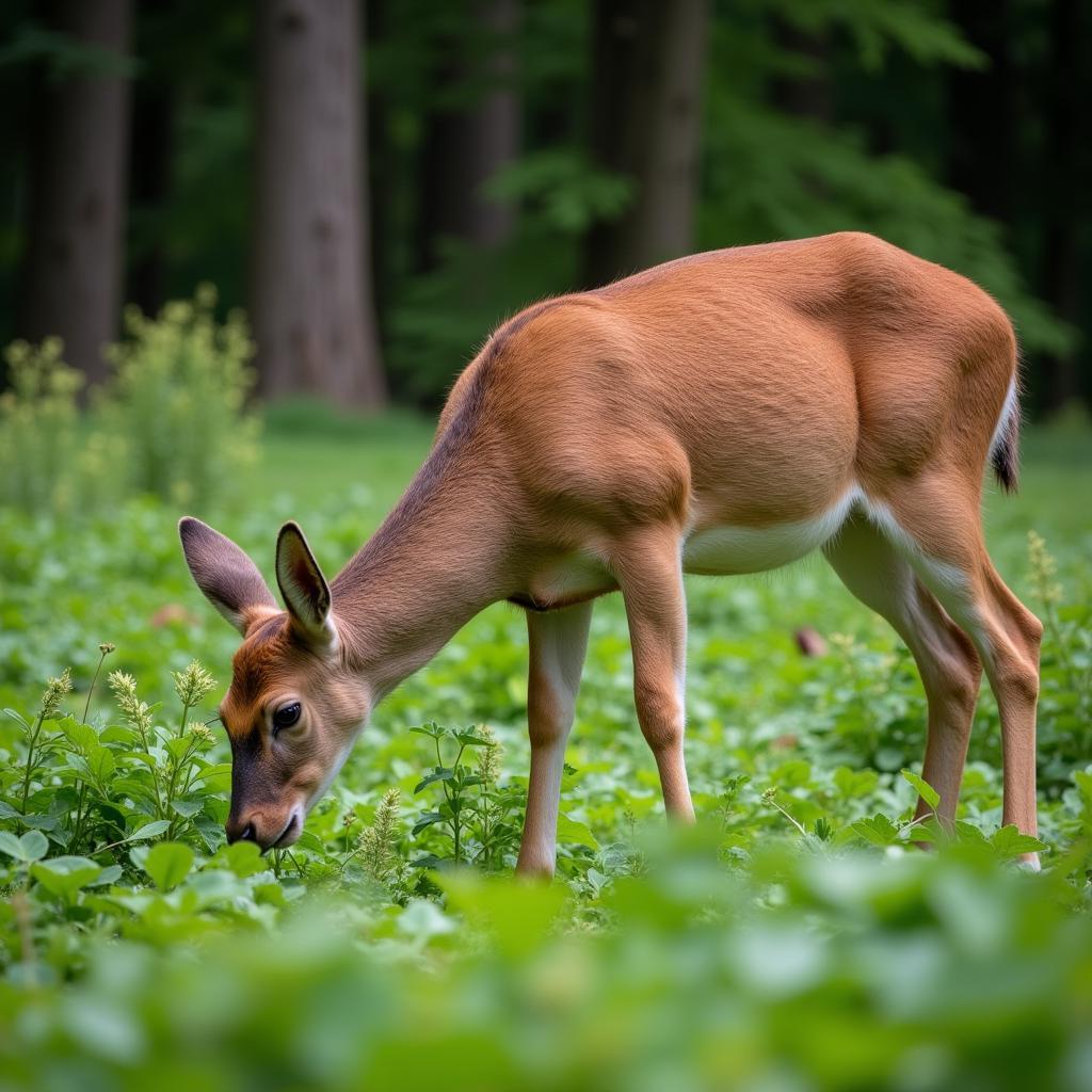 Deer Foraging in a Fall Food Plot