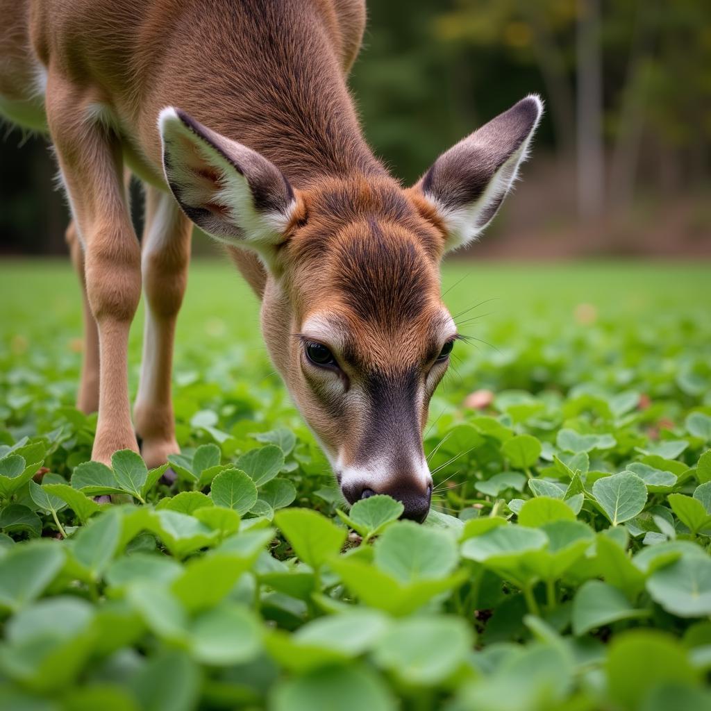 Deer Foraging in a Lush Fall Food Plot