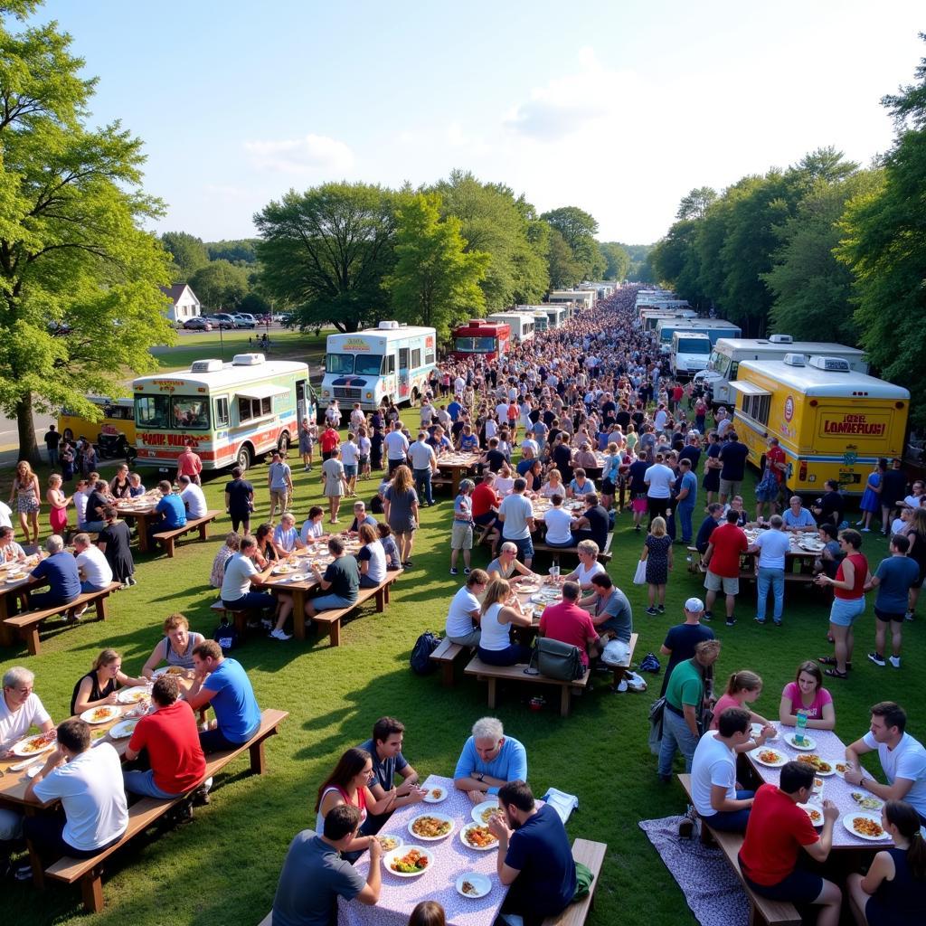 Crowds enjoying the Falmouth Food Truck Festival