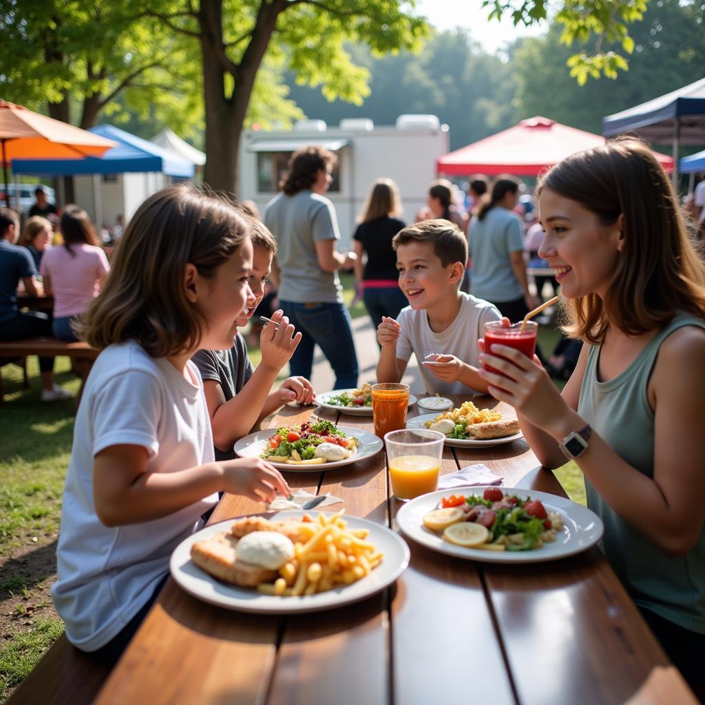 Families Enjoying Food Truck Festival