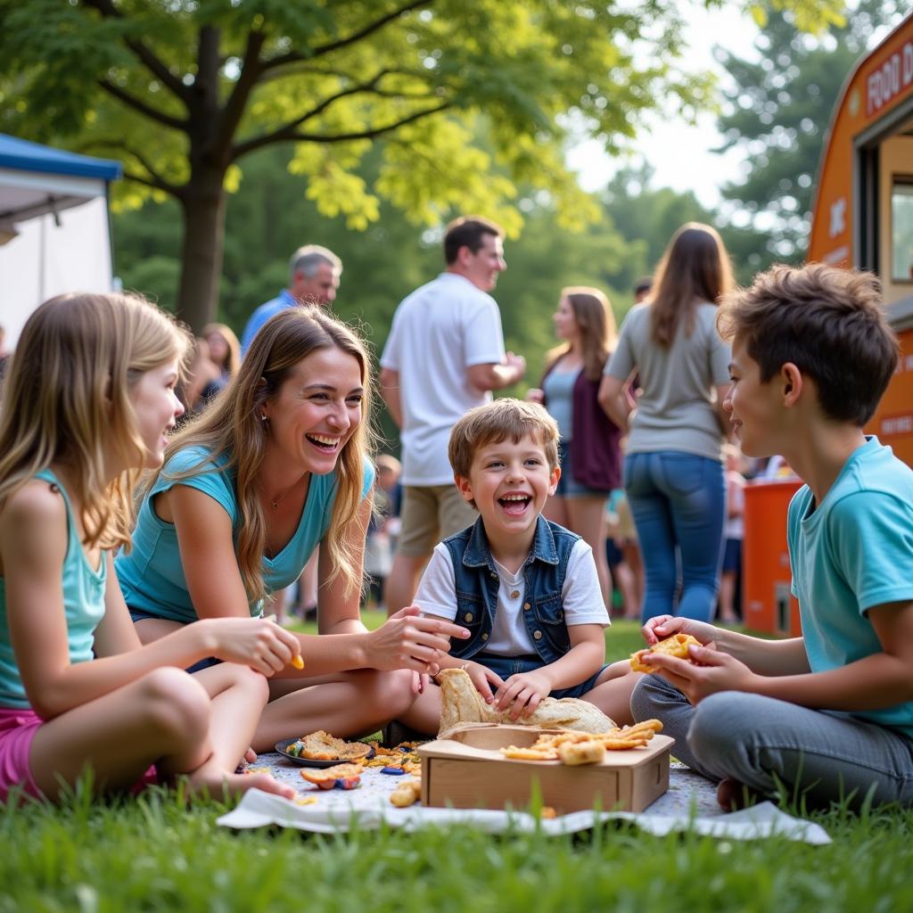 Families Enjoying Food Truck Festival