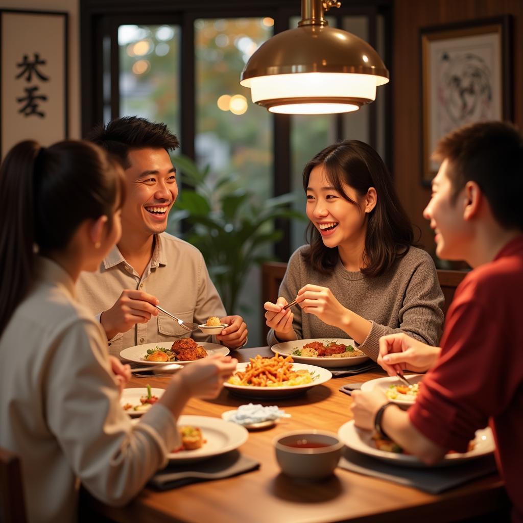 Family Sharing a Chinese Meal