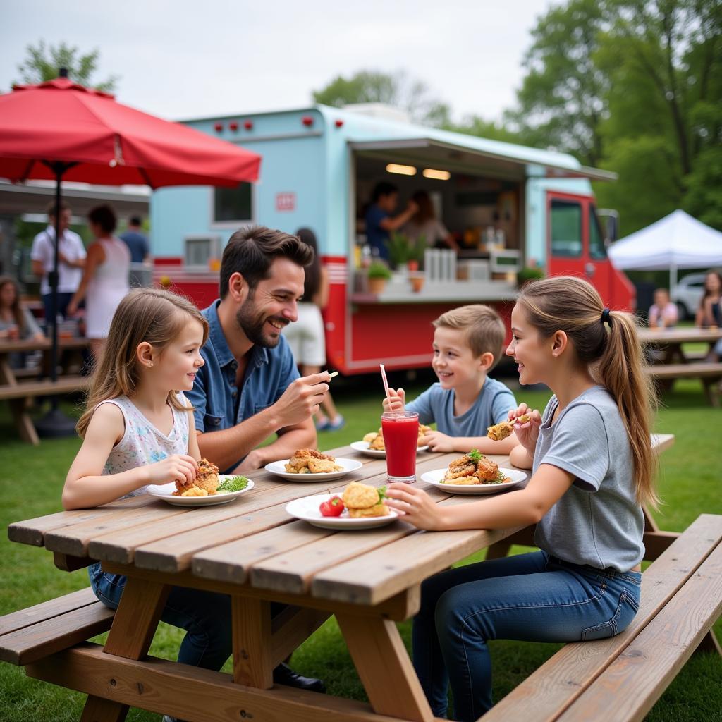 Family Enjoying Food Truck Rodeo