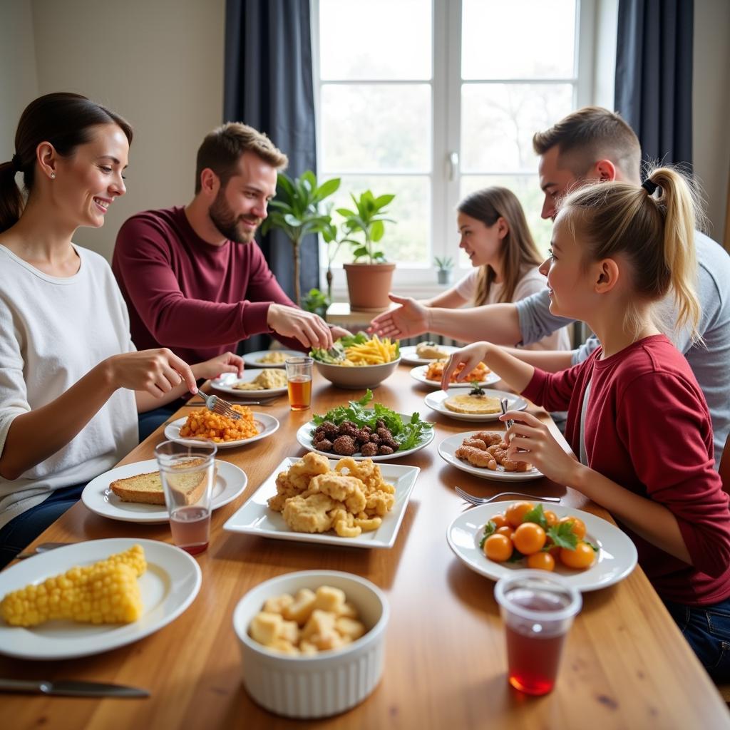 Family Enjoying Frozen Meal