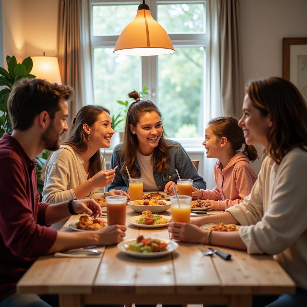 Family enjoying a meal together