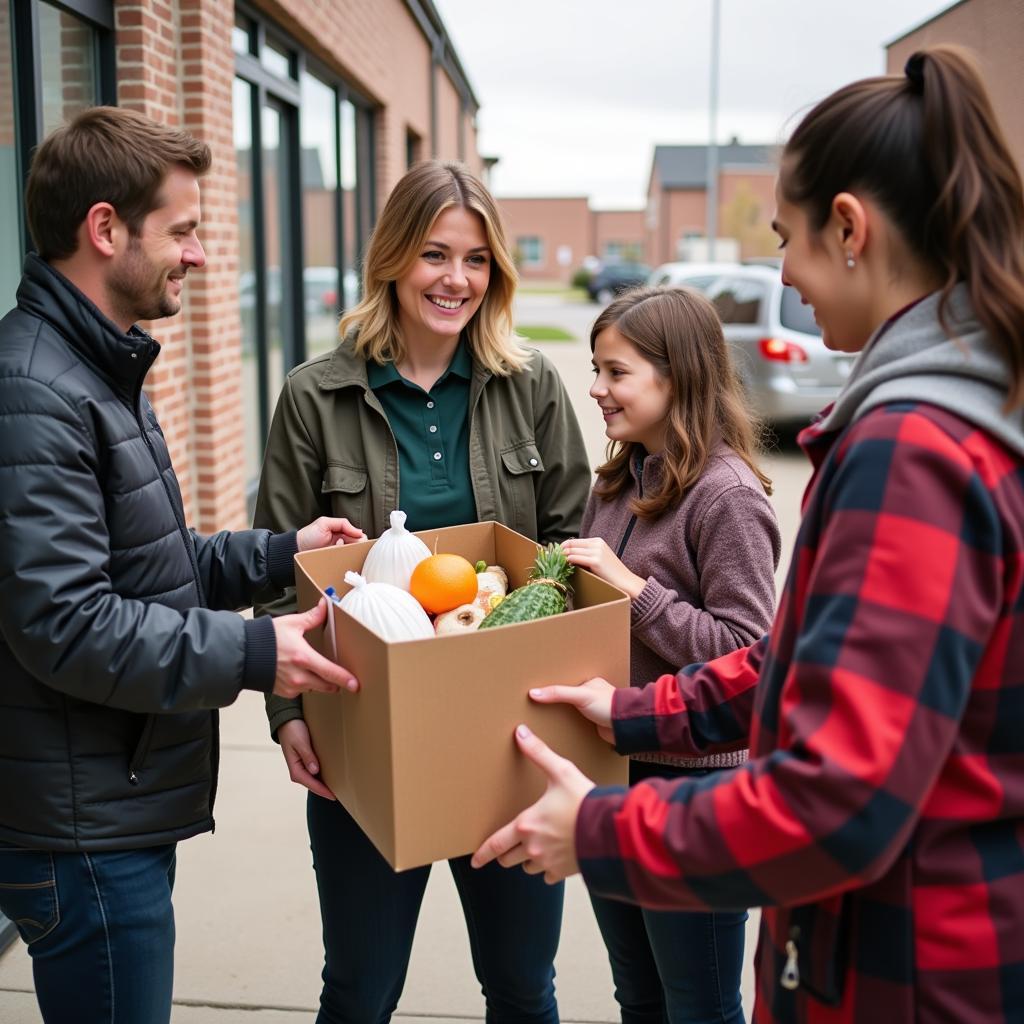 Family Receiving Food Donations at a Kearney NE Food Pantry